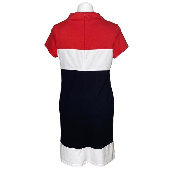 Sara Campbell Multicolor Colorblock Dress, Short Sleeve Mock Neck Women's Size M - Picture 5 of 8